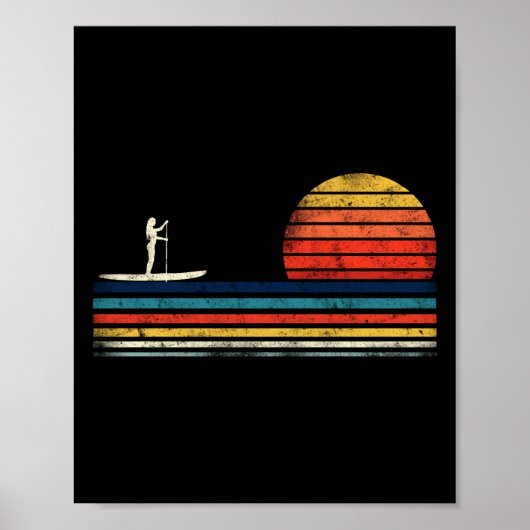 SUP Paddleboard Girl Vintag Retro Sunset Poster (Vorne)