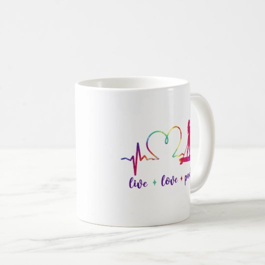 SUP Paddleboard Live Liebe Paddle Girl Heartbeat Kaffeetasse (VorderseiteRechts)