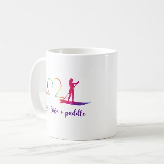 SUP Paddleboard Live Liebe Paddle Girl Heartbeat Kaffeetasse (Vorderseite Links)