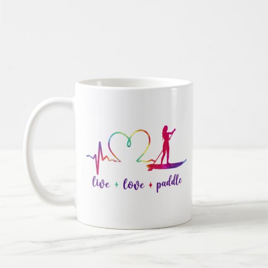 SUP Paddleboard Live Liebe Paddle Girl Heartbeat Kaffeetasse (Links)