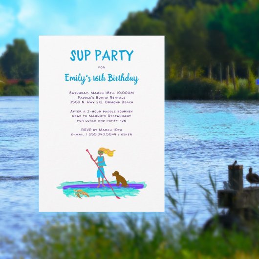 SUP Paddleboarding Teen Geburtstagsparty Einladung