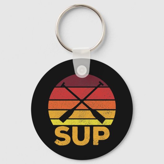SUP Retro Stand Up Paddle Sunset Schlüsselanhänger (Vorderseite)