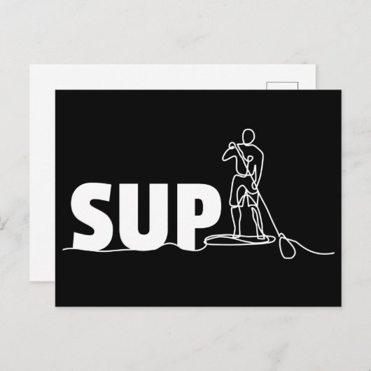 SUP Stand Up Paddel 1 Line Art Postkarte (Vorne/Hinten)