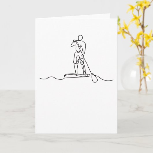 SUP Stand up Paddel One Line Art Karte (Gelbe Blume)