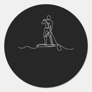 SUP Stand up Paddel One Line Art Runder Aufkleber
