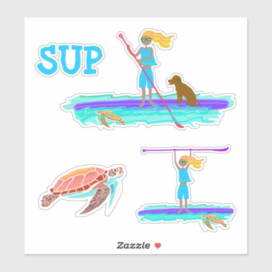 SUP Stand-up Paddleboard Tropical Sea Turtle Aufkleber (Blatt)