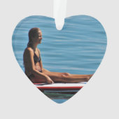 SUP Stand Up Paddleboarding Girl Hund Foto Ornament (Rückseite)