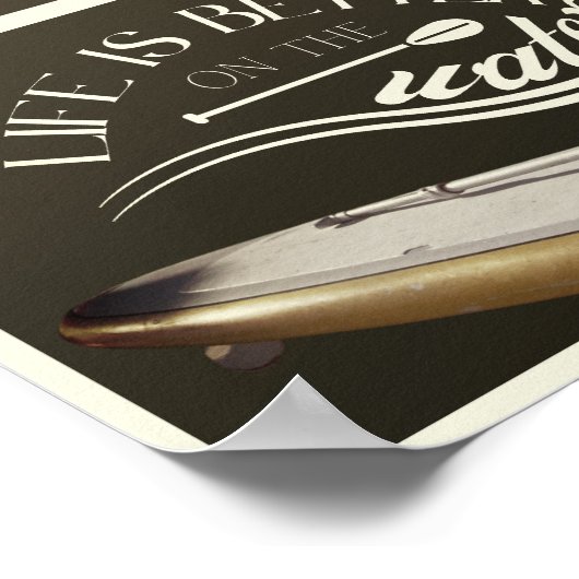 SUP steht oben paddelnd sepia retro Poster (Ecke)