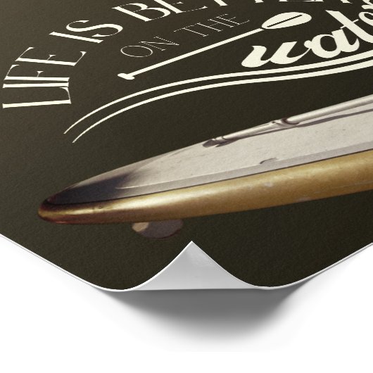 SUP steht oben paddelnd sepia retro Poster (Ecke)