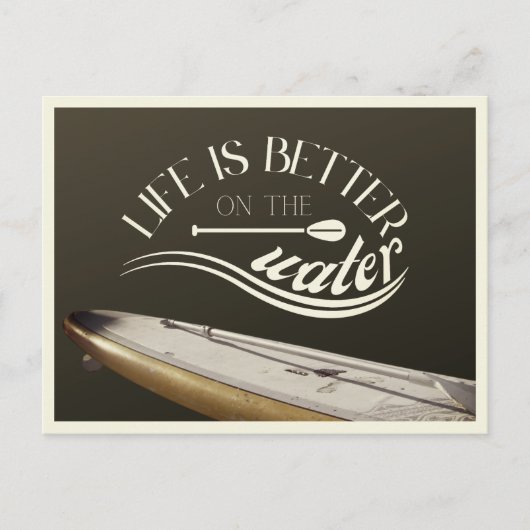 SUP steht oben paddelnd sepia retro Postkarte (Vorderseite)