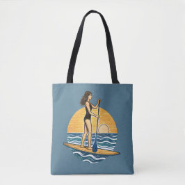 SUP Sunset Paddle | Blue Paddleboard Graphic Beach Tasche