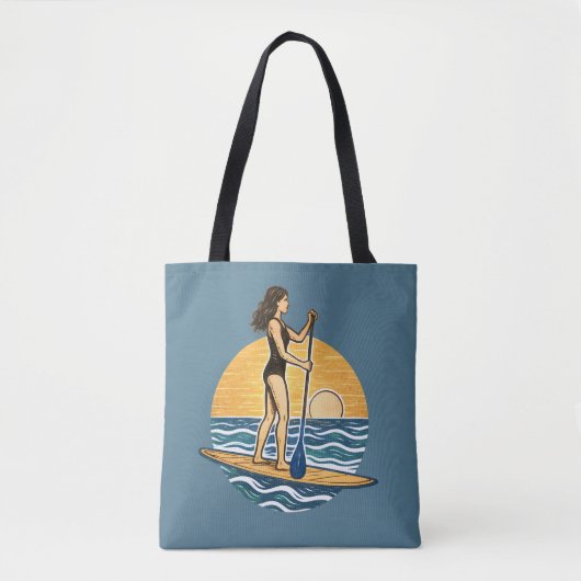 SUP Sunset Paddle | Blue Paddleboard Graphic Beach Tasche (Vorderseite)