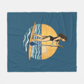 SUP Sunset Paddleboard | Blue Coastal Life Graphic Fleecedecke (Vorderseite (Horizontal))