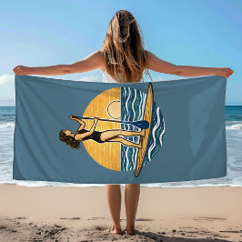 SUP Sunset Paddleboard | Blue Coastal Life Graphic Strandtuch