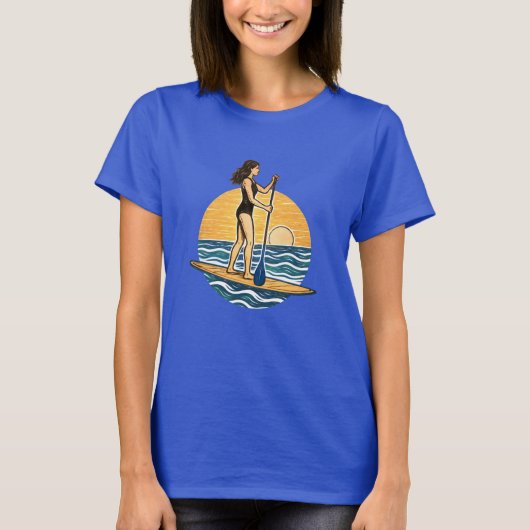 SUP Sunset Paddleboard Coastal Life Graphic Print T-Shirt (Vorderseite)