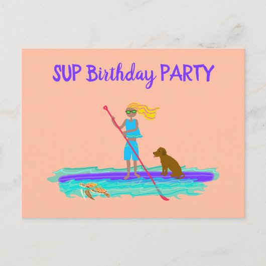 SUP Teen Girl Geburtstagsparty Einladung Postkarte (Vorderseite)