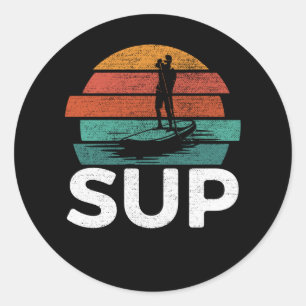 Sup Vintage Retro Stand Up Paddling Surfbrett Runder Aufkleber