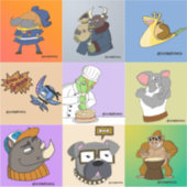 SupaheroNick Charakter-Sticker-Sheet, Set von 9 Aufkleber (Vorderseite)