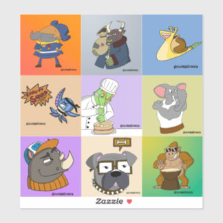 SupaheroNick Charakter-Sticker-Sheet, Set von 9 Aufkleber