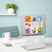 SupaheroNick Charakter-Sticker-Sheet, Set von 9 Aufkleber (Laptop auf Schreibtisch)