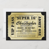 Super 16 VIP Ticket Style Party Einladungen (Vorderseite)