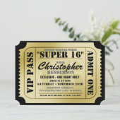 Super 16 VIP Ticket Style Party Einladungen (Stehend Vorderseite)