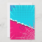 Super 5 Pink Purple Web Comic 5th Birthday  Einladung (Rückseite)