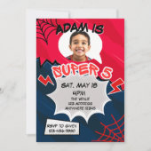 Super 5 Red Black Web Comic 5th Birthday  Einladung (Vorderseite)