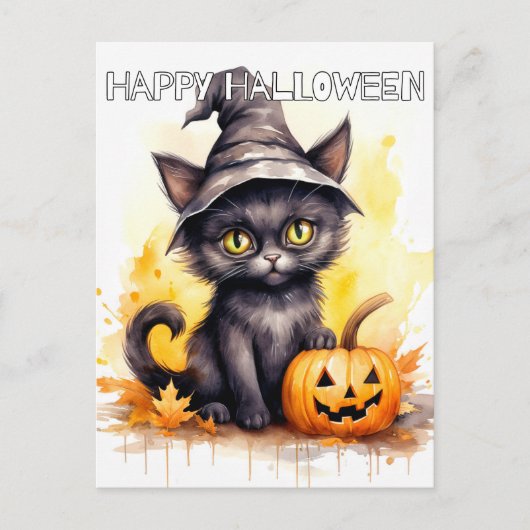 Super Adorable Little Halloween Kitten Postkarte (Vorderseite)