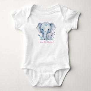 Super Adorable Mommy and Baby Elephants Strampler