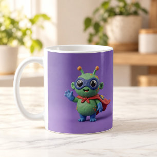 Super Alien Held Cute Clay Cartoon Tasse