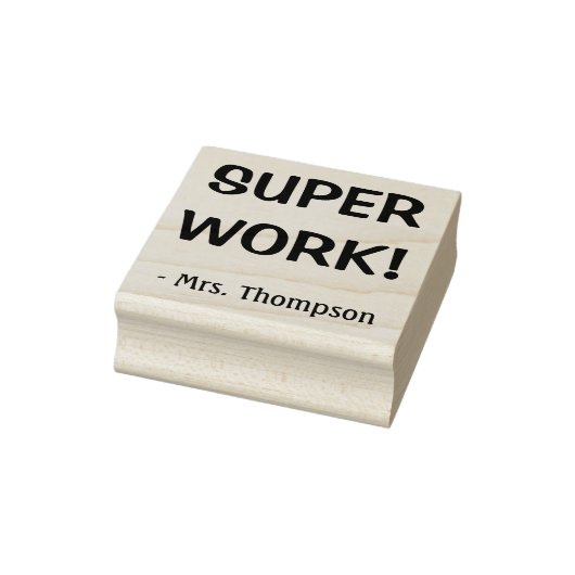 "SUPER ARBEIT!" + Lehrername Briefmarke Gummistempel (Stempel)