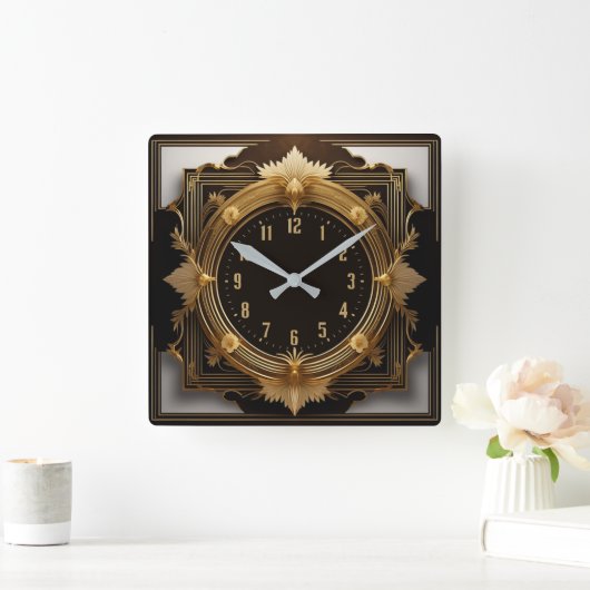 Super Art Deco Quadratische Wanduhr (Zuhause)