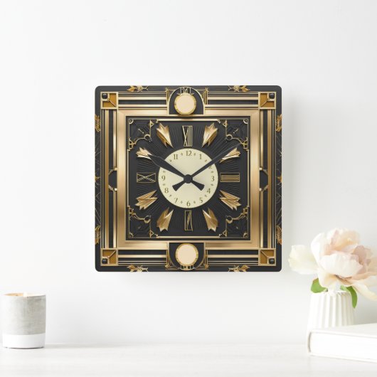 Super Art Deco Quadratische Wanduhr (Zuhause)