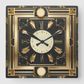 Super Art Deco Quadratische Wanduhr (Vorderseite)