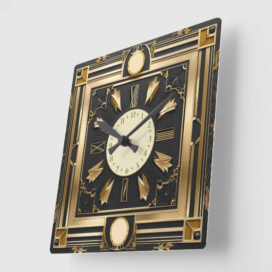 Super Art Deco Quadratische Wanduhr (Winkel)