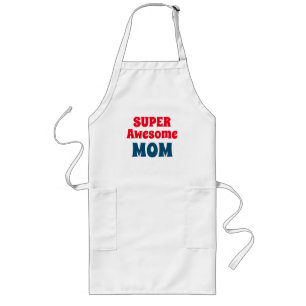 Super Awesome Mom Quote Red and Blue Typography Lo Lange Schürze