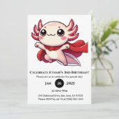 Super Axolotl Held Geburtstag Einladung (Stehend Vorderseite)