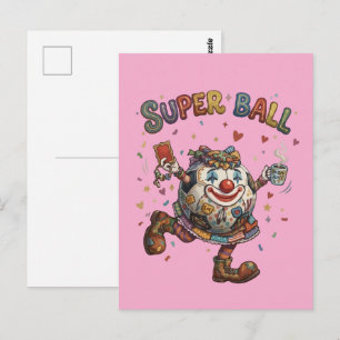 Super Ball Clown Lustiger Fußball Charakter Postkarte