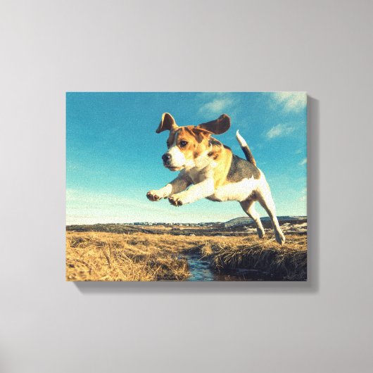 Super Beagle Dog - Premium Wrapped Canvas Leinwanddruck (Vorderseite)