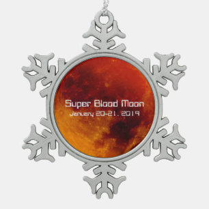 Super Blood Moon Eclipse 2019 Schneeflocken Zinn-Ornament