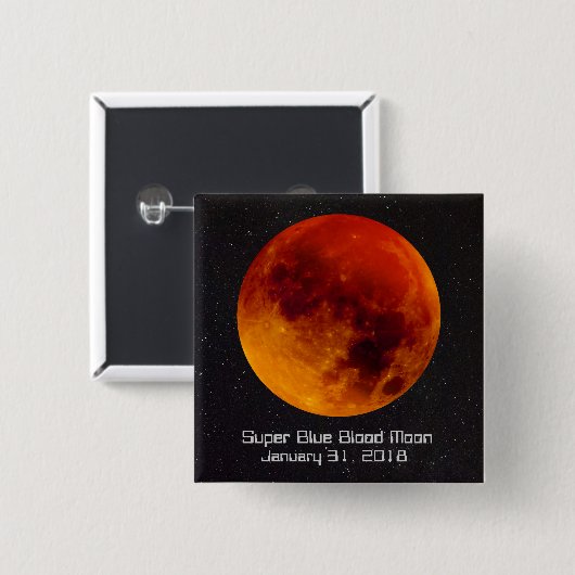 Super Blue Blood Moon 2018 Button (Vorne & Hinten)