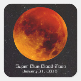 Super Blue Blood Moon 2018 Quadratischer Aufkleber