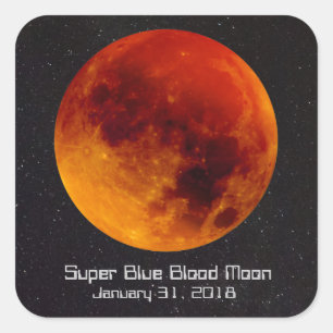 Super Blue Blood Moon 2018 Quadratischer Aufkleber