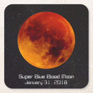 Super Blue Blood Moon 2018 Rechteckiger Pappuntersetzer