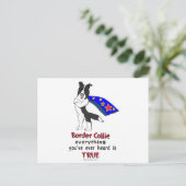 Super Border Collie schwarz Postkarte (Stehend Vorderseite)