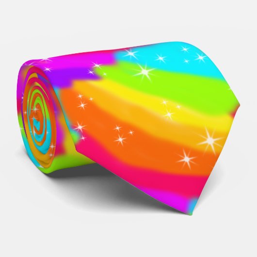 Super Bright Neon Rainbow Shiny Glitzern Krawatte (Gerollt)