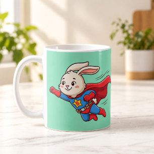 Super Bunny Held Fliegende Cartoon-Tasse Kaffeetasse