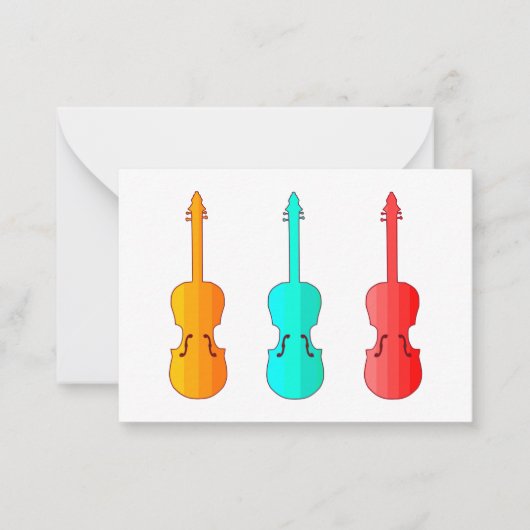 Super bunte violins trio flache Note Card Mitteilungskarte (Vorderseite)
