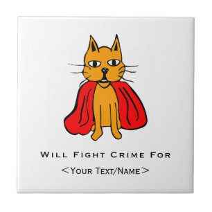 Super Cat Kämpfe Verbrechen für<Your Text/Name> Fliese